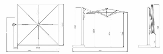 Зонт профессиональный 2.9х2.9 м Astro Titanium титан, слоновая кость 2900х2900 мм Зонт профессиональный 2.9х2.9 м Astro Titanium титан, слоновая кость 2900х2900 мм
