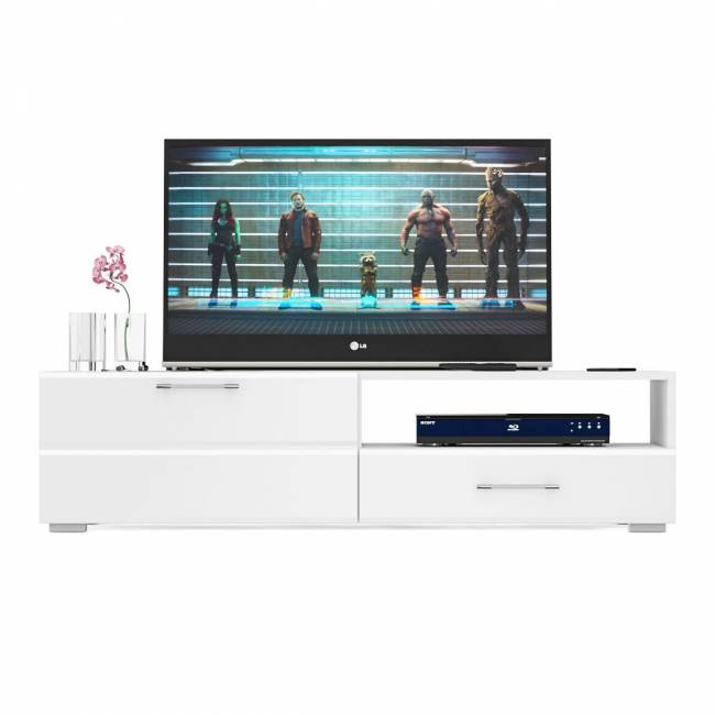 Тумба под ТВ Ларго 1,4 цвет белый/белый глянец Тумба под ТВ Ларго 1,4 цвет белый/белый глянец