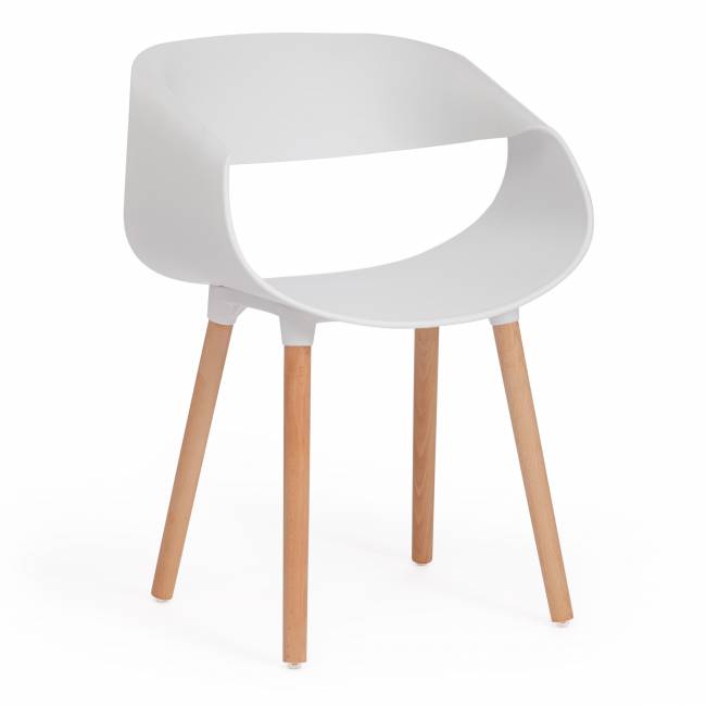 Стул QXX (mod. C1058-1) пластик/дерево, 60 х 53 х 81 см, White (Белый) 70029/ натуральный (Комплект из 4 шт.) белый пластик/дерево