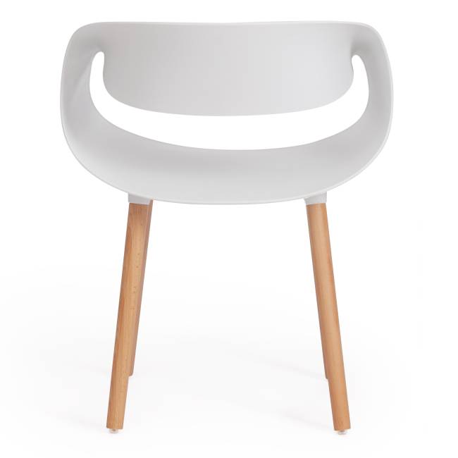 Стул QXX (mod. C1058-1) пластик/дерево, 60 х 53 х 81 см, White (Белый) 70029/ натуральный (Комплект из 4 шт.) белый пластик/дерево