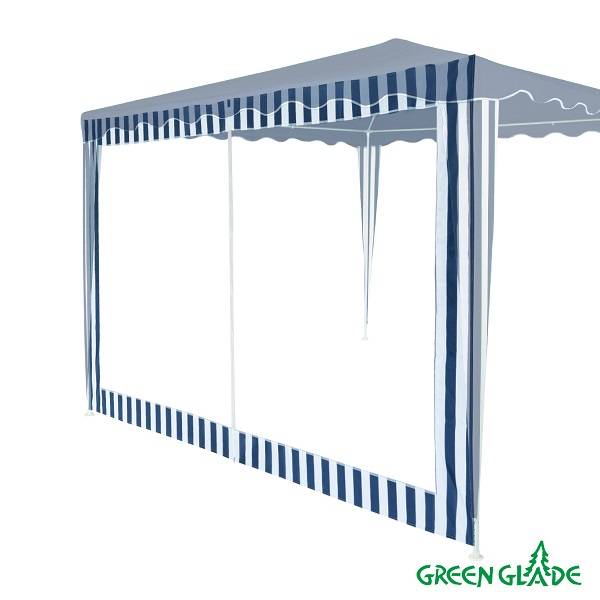 Стенка для садового тента Green Glade 4140 1,95х2,95м полиэстер с москитной сеткой синяя (20)
