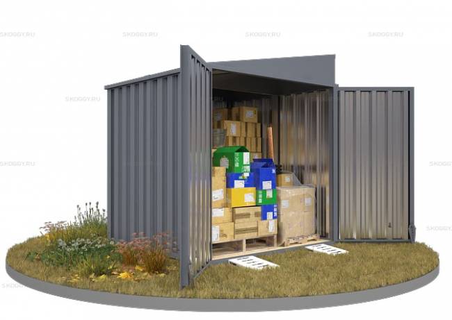 Хозблок SKOGGY секционный с односкатной крышей 2 х 2 м, брутальный серый