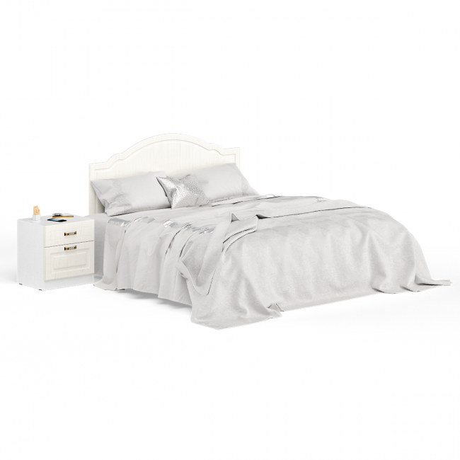 Кровать 1600 Ливерпуль с основанием и тумбой цвет ясень ваниль/белый