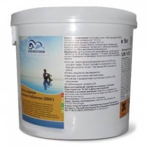 МУЛЬТИ-ТАБЛЕТКИ, 5кг ведро, табл.200гр, хлор для дезинфекции, флокуляции и борьбы с водорослями