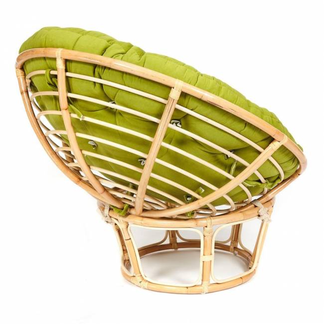 Кресло PAPASAN ECO/ПАПАСАН ЭКО P115-1/SP STD /c подушкой, ремешками/ диаметр подушки 125 см, 115x101x92 см, Natural (натуральный), флок Олива, 23 Natural (натуральный)