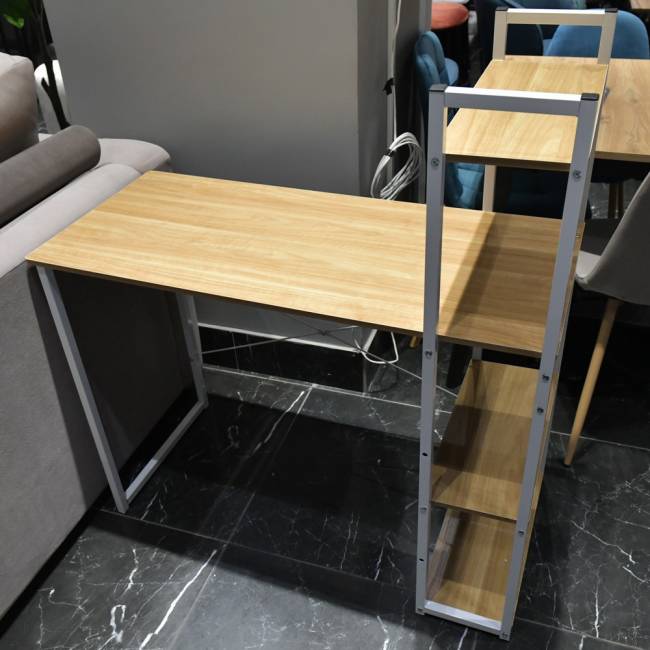 Стол письменный с полками Frame 100x45x110 см, светлое дерево, белый Стол письменный с полками Frame 100x45x110 см, светлое дерево, белый