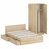 Двуспальная кровать с ящиками 1400 со шкафом для одежды 2-х створчатым Стандарт цвет дуб сонома Двуспальная кровать с ящиками 1400 со шкафом для одежды 2-х створчатым Стандарт цвет дуб сонома