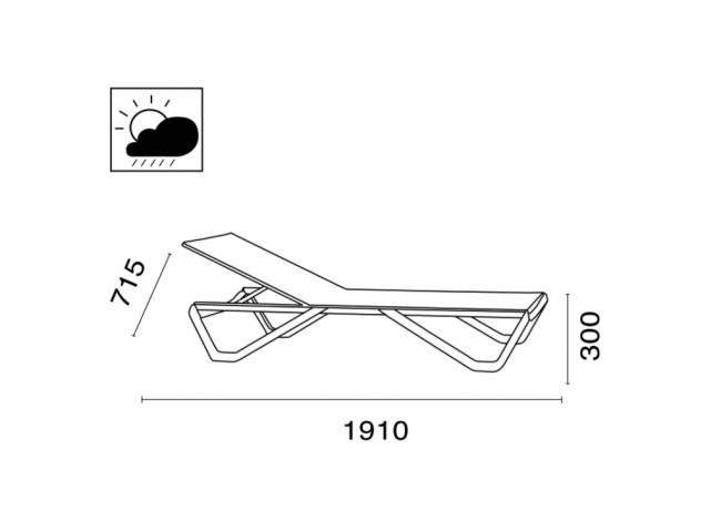 Шезлонг-лежак металлический Wave тортора, белый 1910х715х300 мм Шезлонг-лежак металлический Wave тортора, белый 1910х715х300 мм