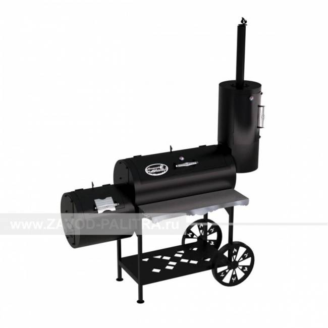 Гриль-Смокер XXL, из стали толщиной 3 мм, с топкой слева, в термостойкой покраске Гриль-Смокер XXL, из стали толщиной 3 мм, с топкой слева, в термостойкой покраске