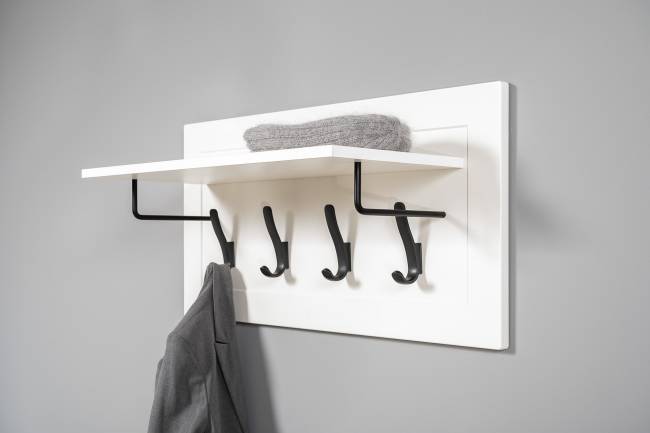 Комод четыре ящика и две дверки и вешалка для одежды Остин цвет белый шагрень/дуб крафт золотой Комод четыре ящика и две дверки и вешалка для одежды Остин цвет белый шагрень/дуб крафт золотой