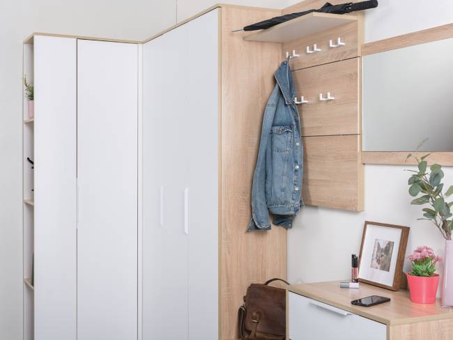 Вешалка для верхней одежды Куба Полка 10.122 цвет дуб сонома/белый премиум Вешалка для верхней одежды Куба Полка 10.122 цвет дуб сонома/белый премиум