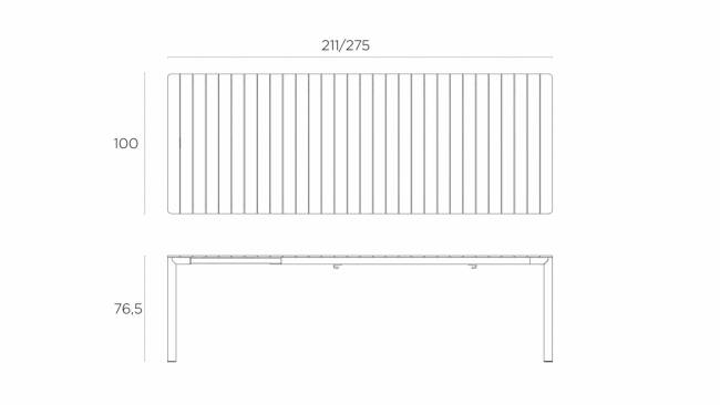 Стол пластиковый раздвижной Tevere 210 терра 2110-2750х1000х765 мм Стол пластиковый раздвижной Tevere 210 терра 2110-2750х1000х765 мм