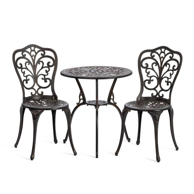 Комплект Secret de Maison Романс/Romance (стол+2 стула) алюминиевый сплав, D60/H67, 53х41х89см, бронзовый бронза/bronze алюминиевый сплав Комплект Secret de Maison Романс/Romance (стол+2 стула) алюминиевый сплав, D60/H67, 53х41х89см, бронзовый бронза/bronze алюминиевый сплав