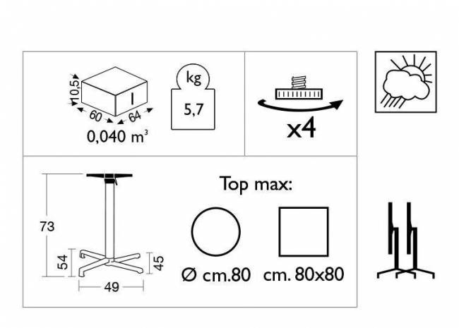 Стол ламинированный обеденный складной Domino белый, состаренный дуб тортора Ø700х740 мм Стол ламинированный обеденный складной Domino белый, состаренный дуб тортора Ø700х740 мм