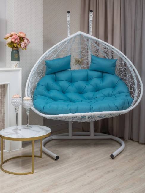 Подвесное двухместное кресло из искусственного ротанга "BUENO GRANDE", белый