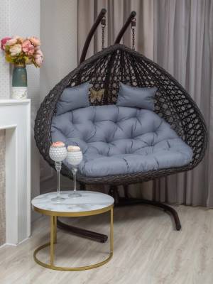 Подвесное двухместное кресло из искусственного ротанга "FRESCO GRANDE", коричневый Подвесное двухместное кресло из искусственного ротанга "FRESCO GRANDE", коричневый