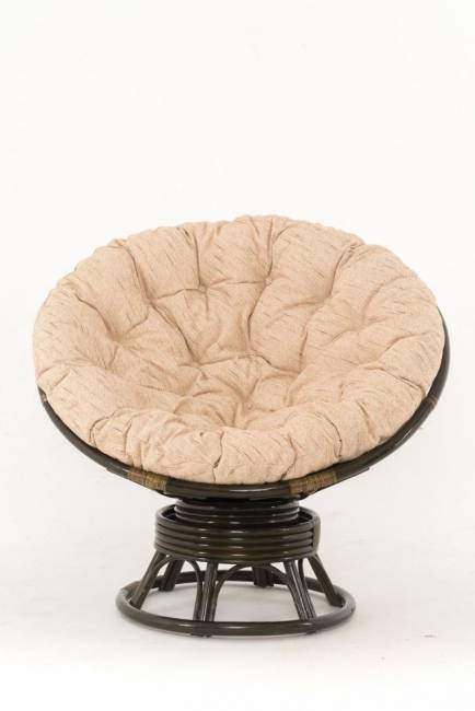 Кресло-качалка "PAPASAN"  темный коньяк с механизмом рогожка