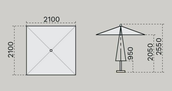 Зонт профессиональный 2.1х2.1 м Lido Dark антрацит, слоновая кость 2100х2100 мм