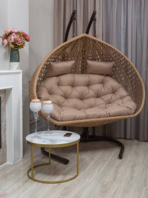 Подвесное двухместное кресло из искусственного ротанга "FRESCO GRANDE", светло-коричневый Подвесное двухместное кресло из искусственного ротанга "FRESCO GRANDE", светло-коричневый