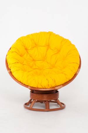 Кресло-качалка "PAPASAN"   коньяк с механизмом желтая подушка