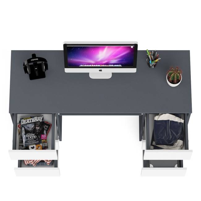 Компьютерный стол с двумя тумбами Мори МС-2 цвет графит/белый