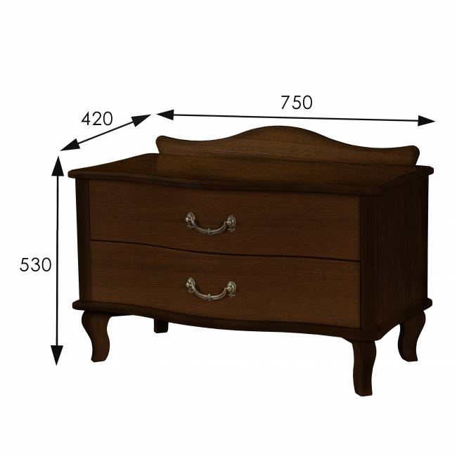 Тумбочка Джульетта широкая 2 ящика орех Л