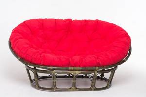 Кресло "MAMASAN" олива  красная подушка