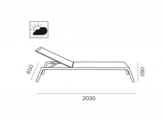 Шезлонг-лежак металлический Zen белый 2030х650х290 мм