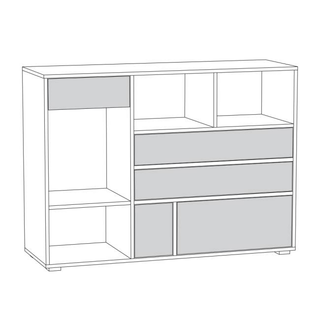 Комод Вайс 10.104 цвет винтаж/камень тёмный/бензин/белый премиум