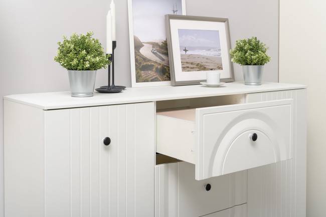 Два Комода Валенсия можно использовать как ТВ-тумбу цвет белый шагрень