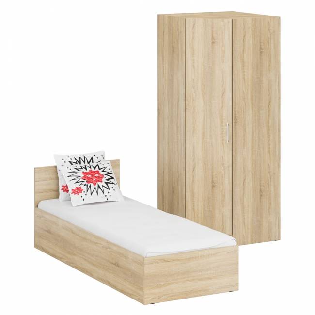 Кровать односпальная 800 с угловым шкафом Стандарт цвет дуб сонома Кровать односпальная 800 с угловым шкафом Стандарт цвет дуб сонома