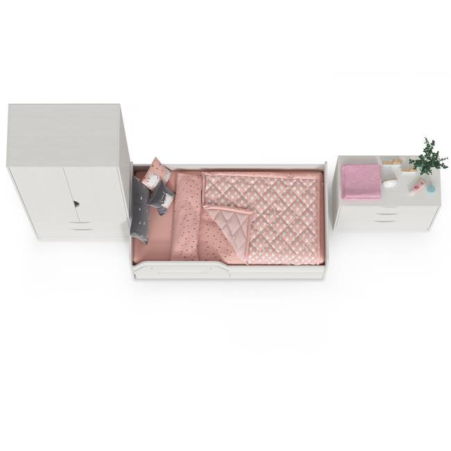 Мебель для детской Уна: кровать с ящиками + комод + шкаф для одежды цвет белый Мебель для детской Уна: кровать с ящиками + комод + шкаф для одежды цвет белый