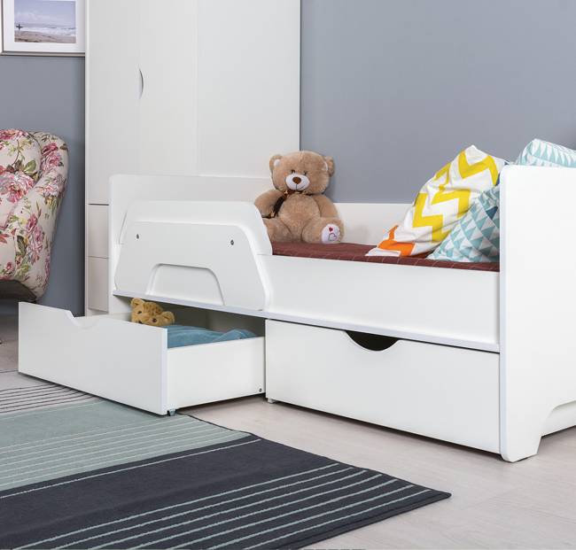 Мебель для детской Уна: кровать с ящиками + комод + шкаф для одежды цвет белый Мебель для детской Уна: кровать с ящиками + комод + шкаф для одежды цвет белый