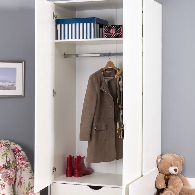 Мебель для детской Уна: кровать с ящиками + комод + шкаф для одежды цвет белый Мебель для детской Уна: кровать с ящиками + комод + шкаф для одежды цвет белый