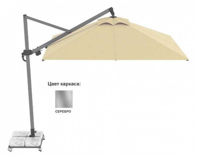 Зонт профессиональный 3х3 м Banana Plus серебристый, бежевый 3000х3000 мм Зонт профессиональный 3х3 м Banana Plus серебристый, бежевый 3000х3000 мм