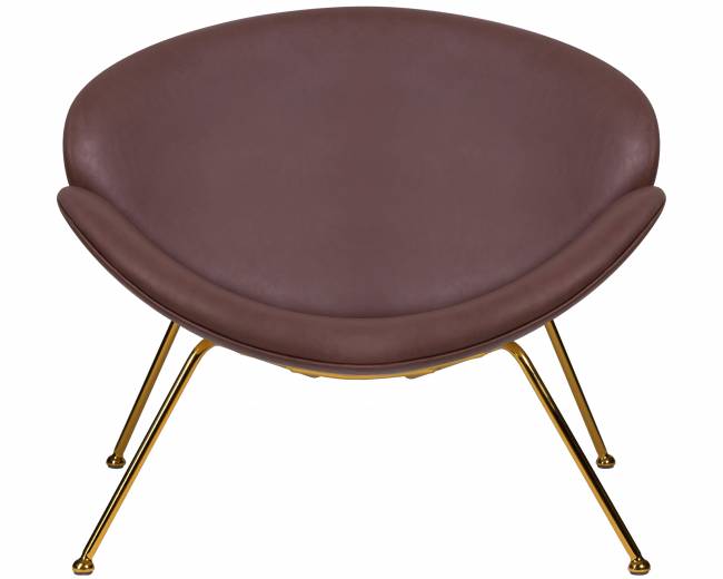 Кресло дизайнерское DOBRIN EMILY, коричневый винил YP5, золотое основание