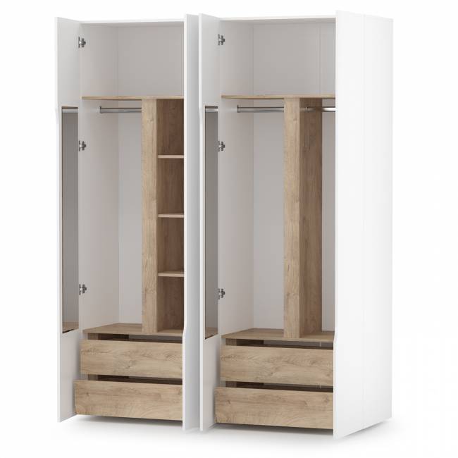 Два шкафа двустворчатых Муссон цвет белый/дуб эндгрейн элегантный Два шкафа двустворчатых Муссон цвет белый/дуб эндгрейн элегантный