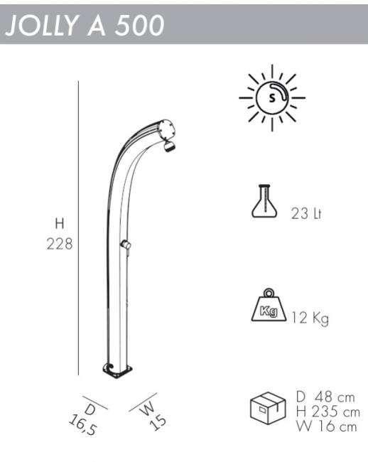 Душ солнечный Jolly A 500 165х150х2280 мм Душ солнечный Jolly A 500 165х150х2280 мм