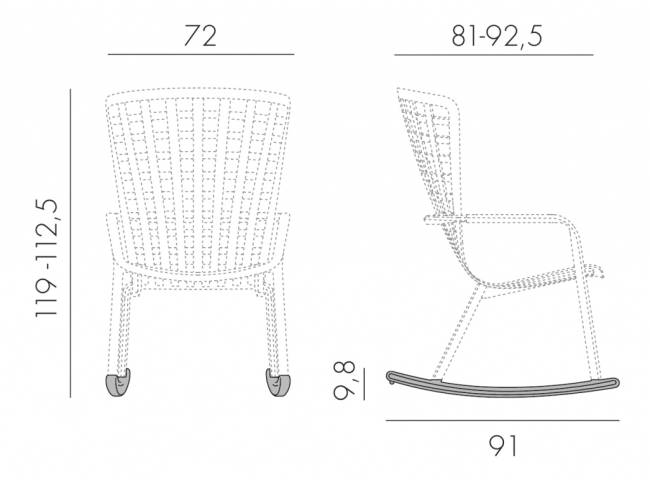 Кресло-качалка пластиковое с подушкой Folio антрацит, розовый 720х810-925х1190-1125 мм Кресло-качалка пластиковое с подушкой Folio антрацит, розовый 720х810-925х1190-1125 мм