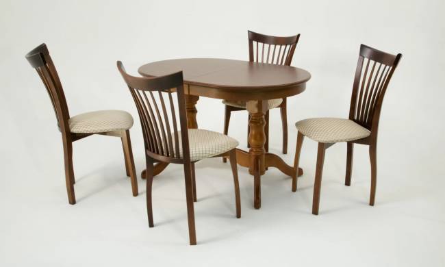 Обеденная группа стол Бизе со стульями Миранда,орех, ромб бежевый