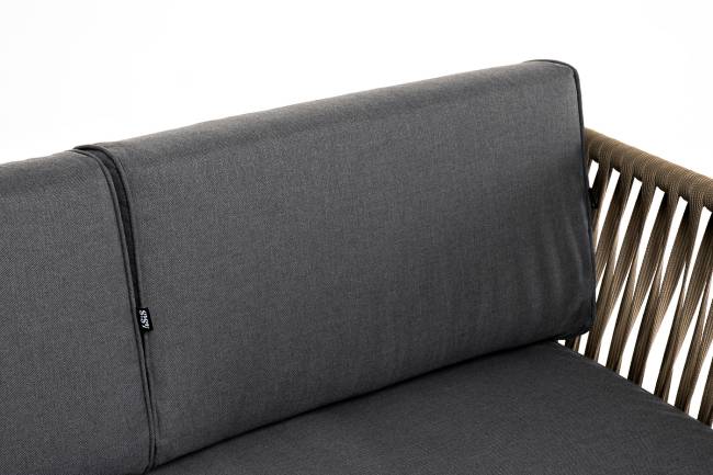 "Касабланка" диван 3-местный плетеный из роупа, каркас алюминий светло-серый (RAL7035) муар, роуп серо-коричневый 23мм, ткань серая 017 "Касабланка" диван 3-местный плетеный из роупа, каркас алюминий светло-серый (RAL7035) муар, роуп серо-коричневый 23мм, ткань серая 017