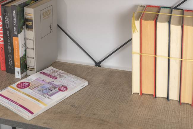 Два открытых стеллажа с полками и ТВ-тумба Трувор цвет дуб гранж песочный/интра