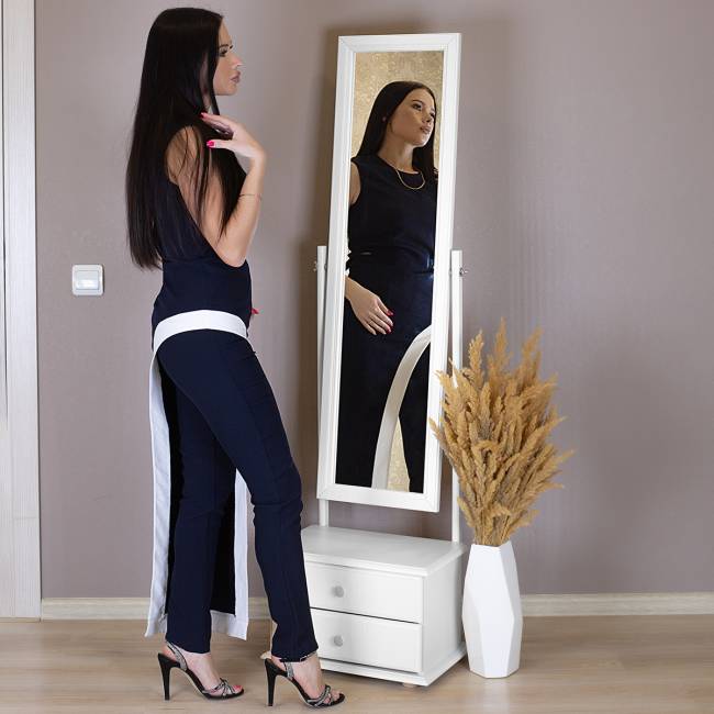 Зеркало с тумбой Селена белый 151 см х 46 см