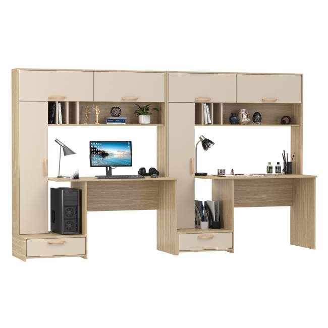 Лайт столы компьютерные с полками и нишей для системного блока 03.243Н цвет плэйн/сатин