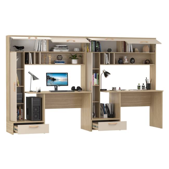 Лайт столы компьютерные с полками и нишей для системного блока 03.243Н цвет плэйн/сатин