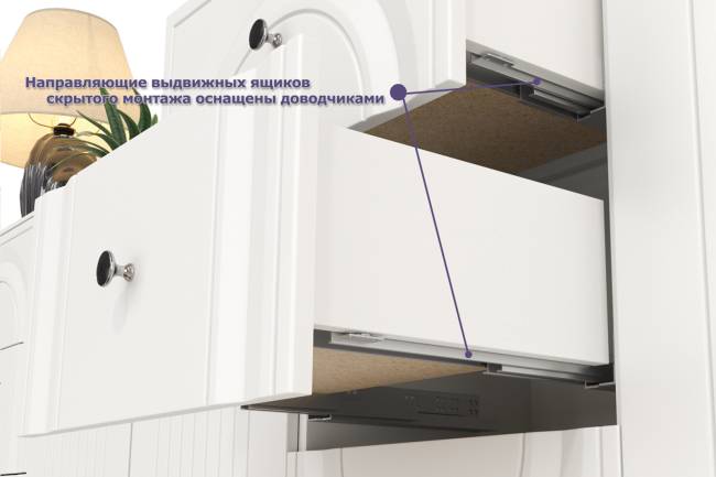 Стенка для гостиной с сервантом Валенсия № 60 цвет белый шагрень