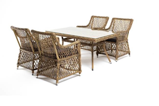 "Латте - 140 L" обеденная группа плетеная, цвет соломенный