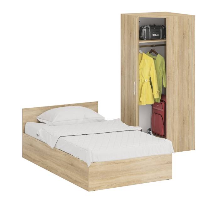 Кровать односпальная 1200 с угловым шкафом Стандарт цвет дуб сонома Кровать односпальная 1200 с угловым шкафом Стандарт цвет дуб сонома