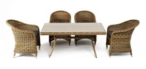 "Латте - 140 R" обеденная группа плетеная, цвет соломенный "Латте - 140 R" обеденная группа плетеная, цвет соломенный