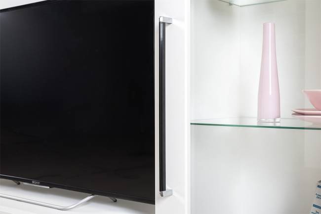 Валенсия стенка в гостиную № 66 цвет белый шагрень